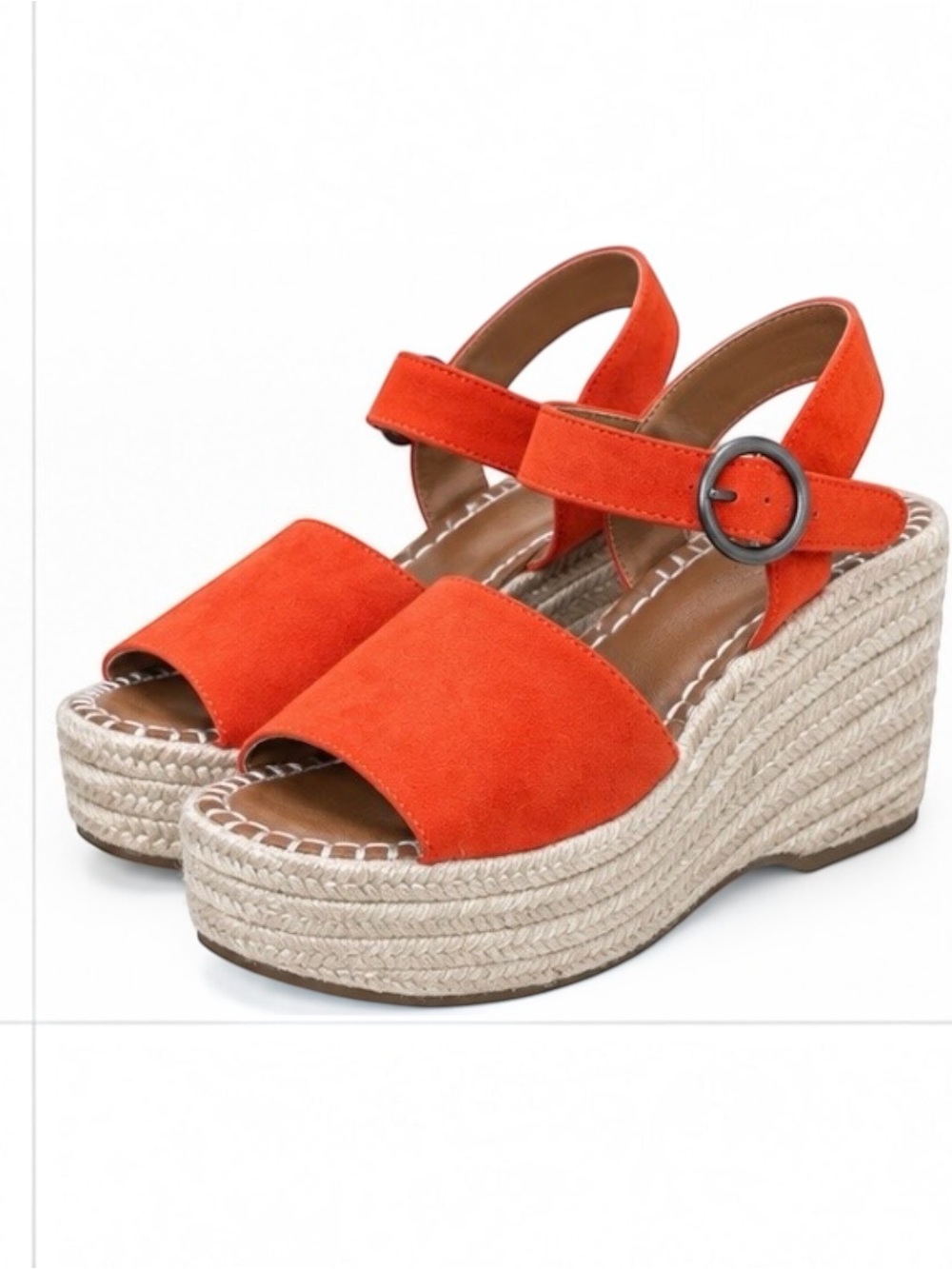 Universal Thread Orange Espadrille Platform Wedge Sandals Size 10